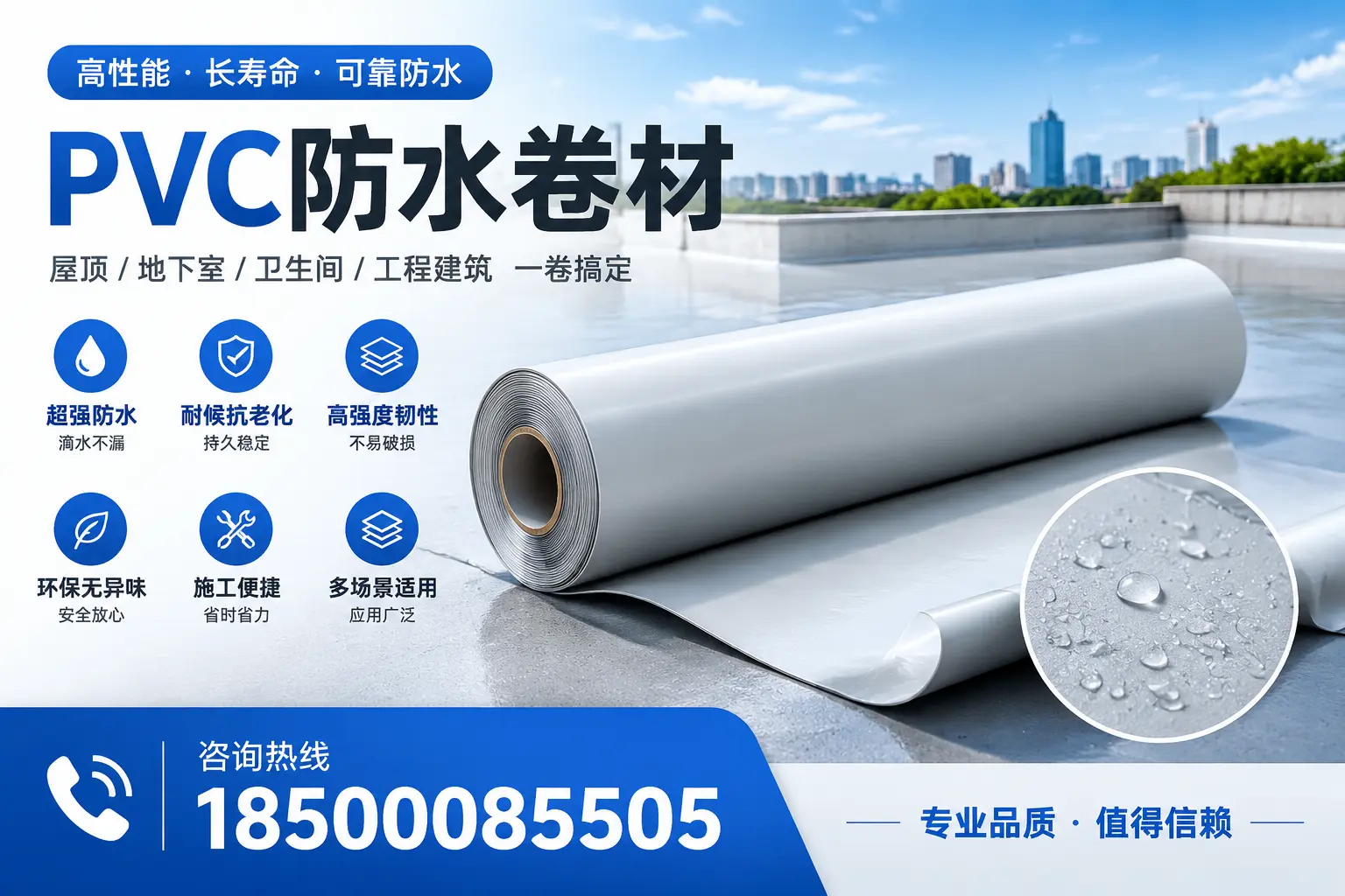 PVC防水卷材的防水效果评测，适合铁门关的科学依据